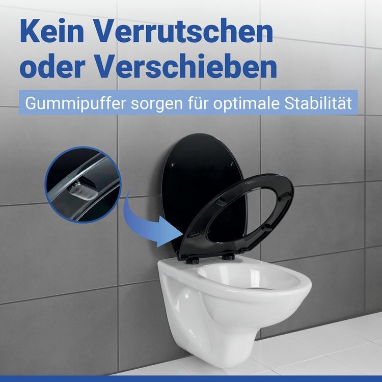 Produktbild: WC Sitz Mod. Kos Schwarz, Toilettendeckel mit Absenkautomatik