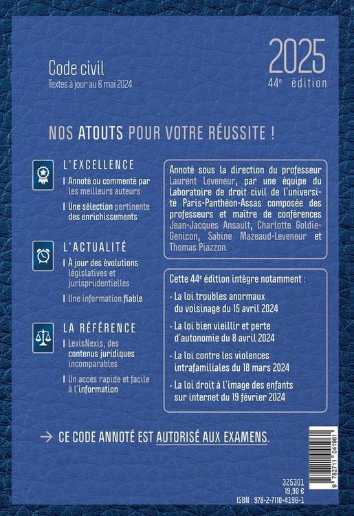 Produktbild: Code civil 2025 jaquette blue