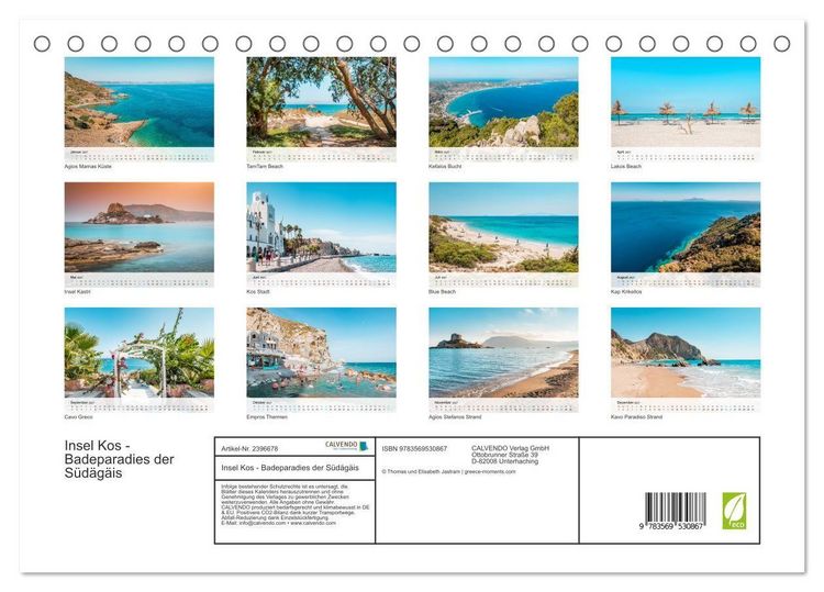 Produktbild: Insel Kos - Badeparadies der S&uuml;d&auml;g&auml;is (Tischkalender 2027 DIN A5 quer), CALVENDO Monatskalender