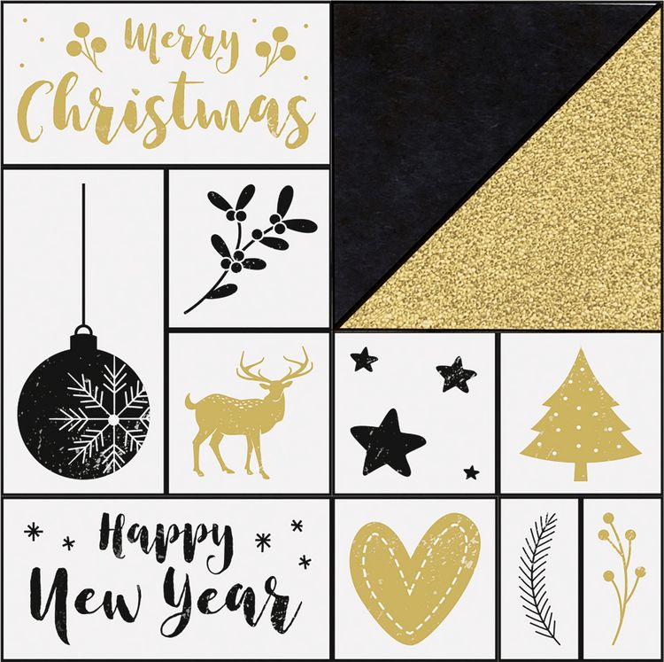 Produktbild: Folia Holzstempel-Set CHRISTMAS, inkl. 10 Holzstempel und 2 Stempelkissen