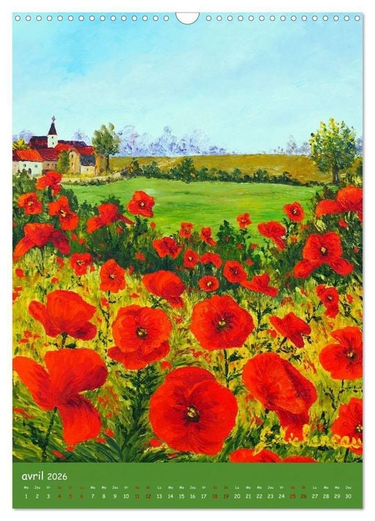 Produktbild: Coquelicots en peinture (Calendrier mural 2026 DIN A3 horizontal), CALVENDO calendrier mensuel