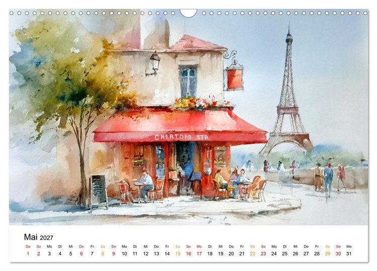 Produktbild: Paris in sanften Farben (Wandkalender 2027 DIN A3 quer), CALVENDO Monatskalender