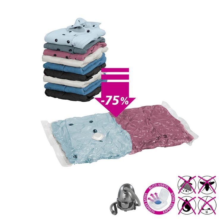 Produktbild: Vakuum Beutel Set Transparent, 6-teilig, platzsparende Kleideraufbewahrung mit Pumpe