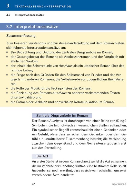 Produktbild: Auerhaus von Bov Bjerg - Textanalyse und Interpretation