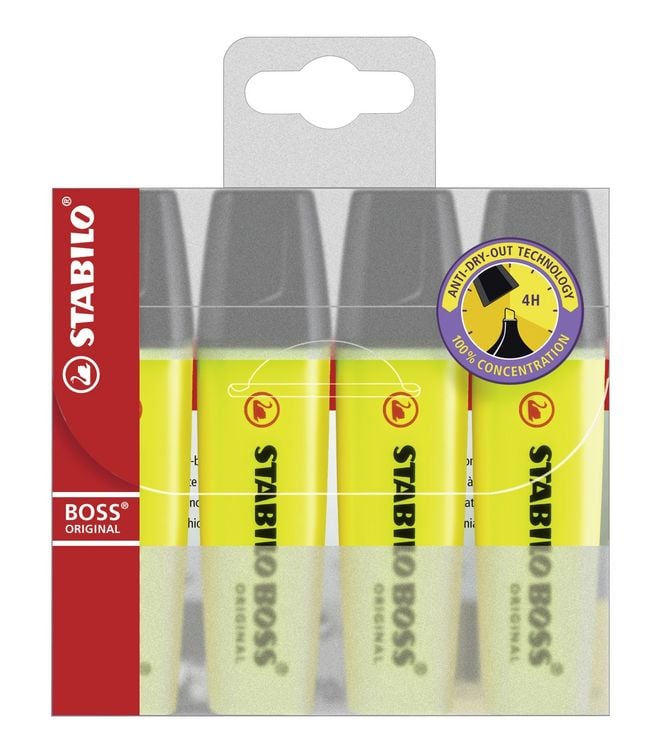 Produktbild: STABILO Textmarker - BOSS ORIGINAL - 4er Pack - gelb
