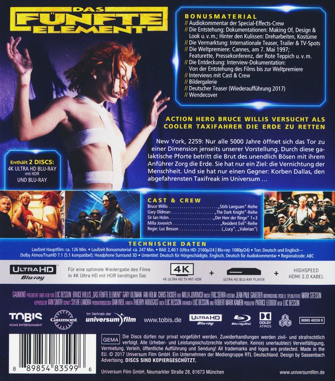 Produktbild: Das f&uuml;nfte Element (4K Ultra HD) (+ Blu-ray 2D)