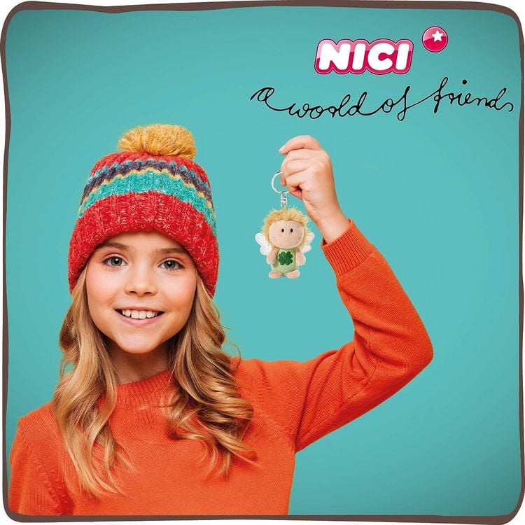 Produktbild: NICI 34553 - Schl&uuml;sselanh&auml;nger Schutzengel mit Kleeblatt Ich bring dir Gl&uuml;ck, Gl&uuml;cksbringer, gr&uuml;n, 7 cm
