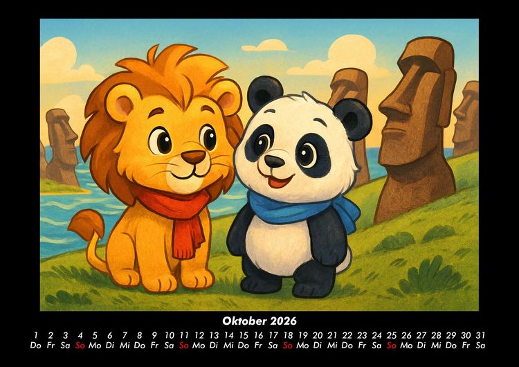 Produktbild: Buschi und Pippin - Reise zu den Weltwundern 2026 Fotokalender DIN A3