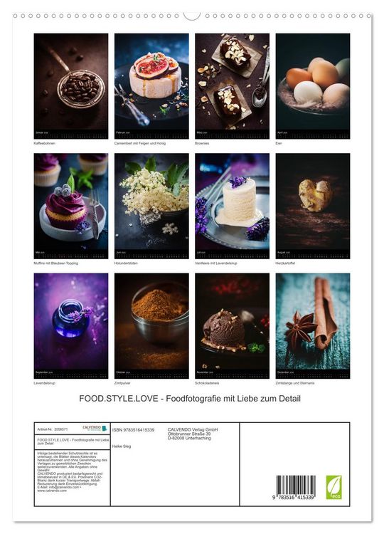 Produktbild: FOOD.STYLE.LOVE - Foodfotografie mit Liebe zum Detail (hochwertiger Premium Wandkalender 2026 DIN A2 hoch), Kunstdruck in Hochglanz