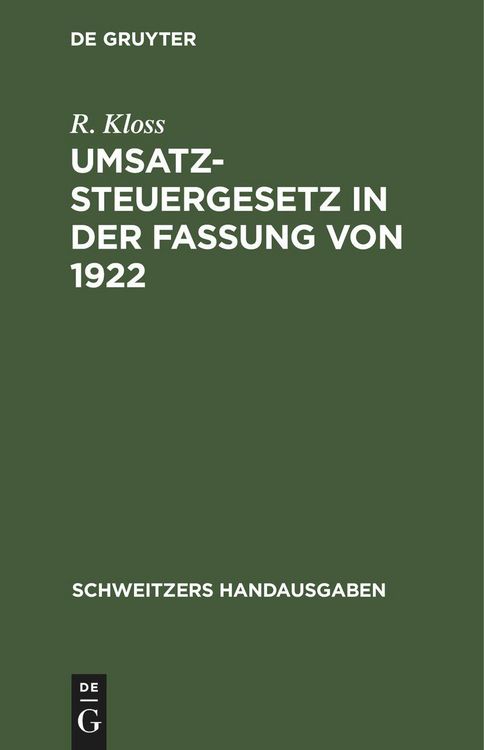 Produktbild: Umsatzsteuergesetz in der Fassung von 1922