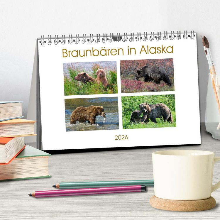 Produktbild: Braunb&auml;ren in Alaska (Tischkalender 2026 DIN A5 quer), CALVENDO Monatskalender