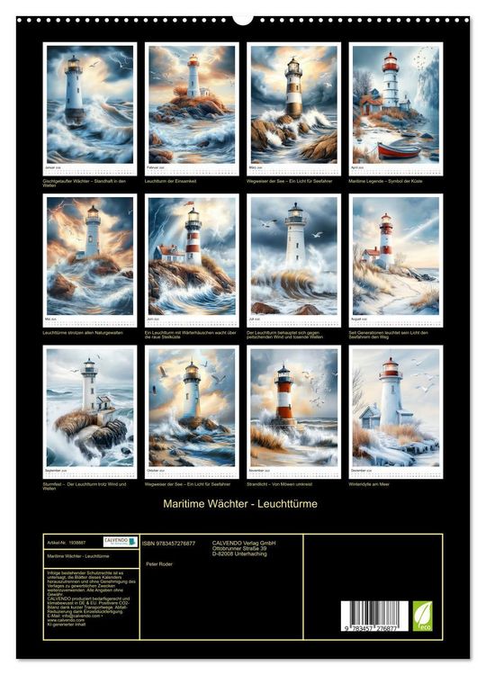 Produktbild: Maritime W&auml;chter - Leuchtt&uuml;rme (hochwertiger Premium Wandkalender 2026 DIN A2 hoch), Kunstdruck in Hochglanz