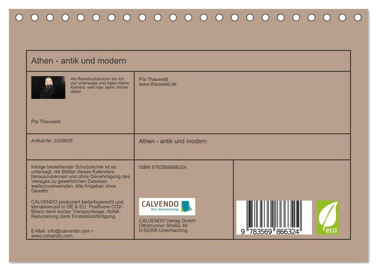 Produktbild: Athen - antik und modern (Tischkalender 2027 DIN A5 quer), CALVENDO Monatskalender