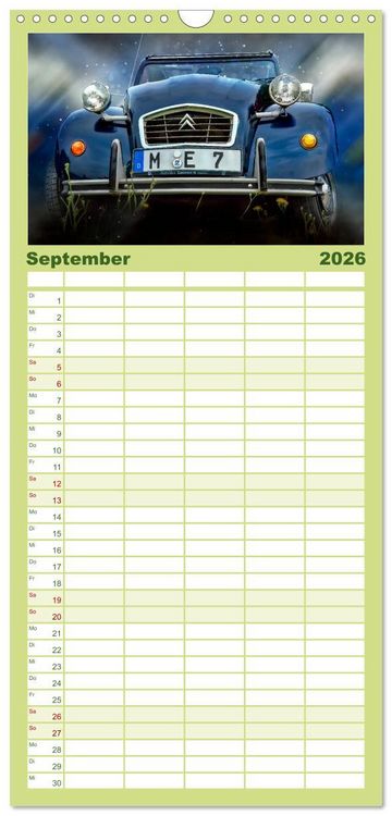 Produktbild: Familienplaner 2026 - Die Ente - Citro&euml;n 2CV mit 5 Spalten (Wandkalender, 21 x 45 cm) CALVENDO