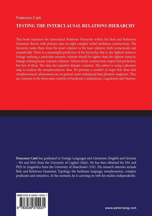 Produktbild: Testing the Interclausal Relations Hierarchy: Modal and Aspectual Constructions in Sardinian