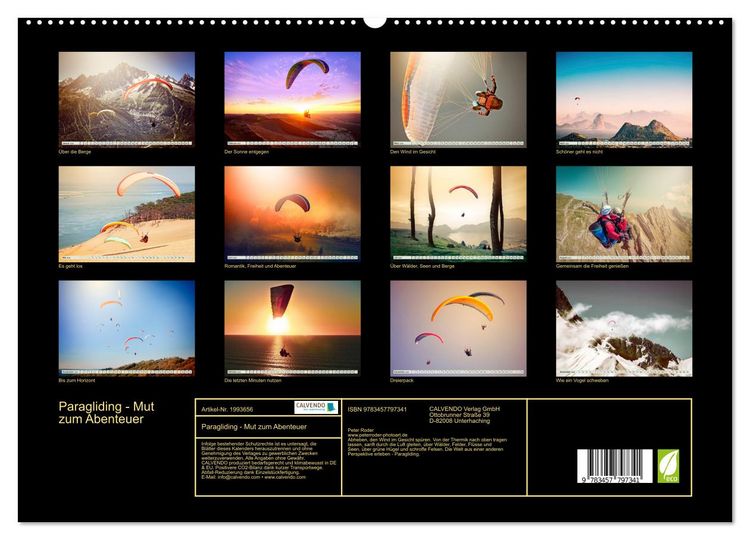 Produktbild: Paragliding - Mut zum Abenteuer (hochwertiger Premium Wandkalender 2026 DIN A2 quer), Kunstdruck in Hochglanz