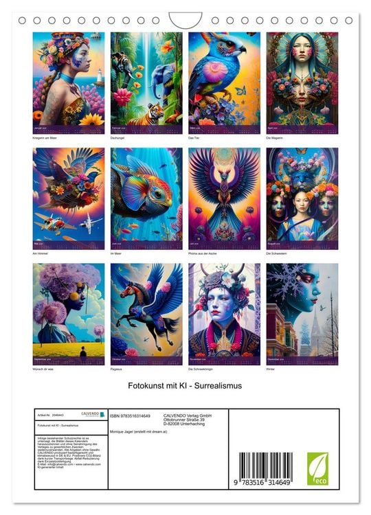 Produktbild: Fotokunst mit KI - Surrealismus (Wandkalender 2026 DIN A4 hoch), CALVENDO Monatskalender