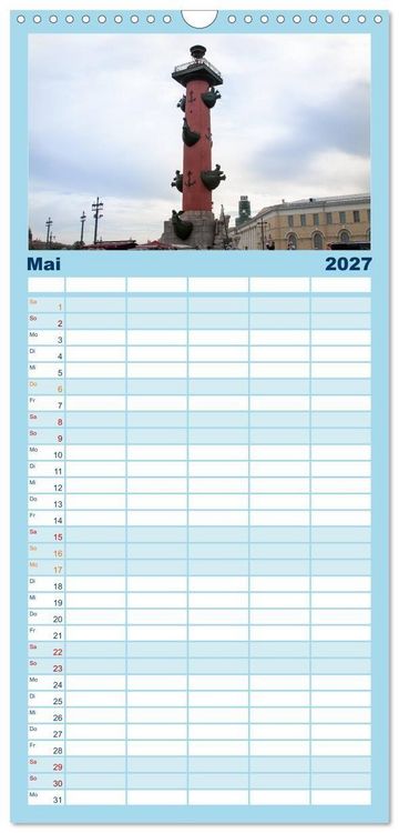 Produktbild: Familienplaner 2027 - Sankt Petersburg - "Venedig des Nordens" mit 5 Spalten (Wandkalender, 21 x 45 cm) CALVENDO