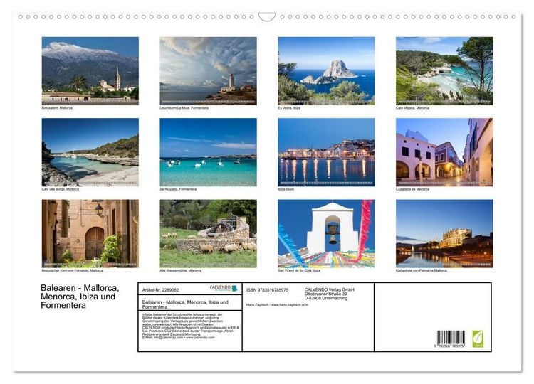 Produktbild: Balearen - Mallorca, Menorca, Ibiza und Formentera (Wandkalender 2027 DIN A2 quer), CALVENDO Monatskalender
