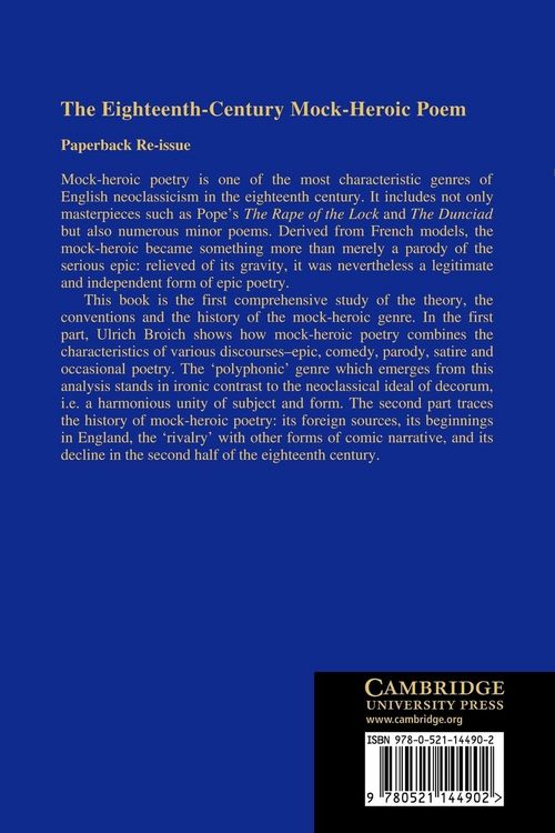 Produktbild: The Eighteenth-Century Mock-Heroic Poem
