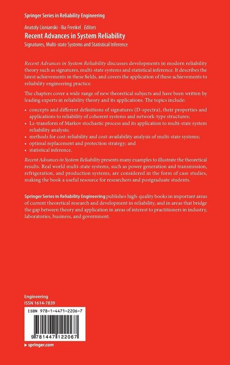 Produktbild: Recent Advances in System Reliability
