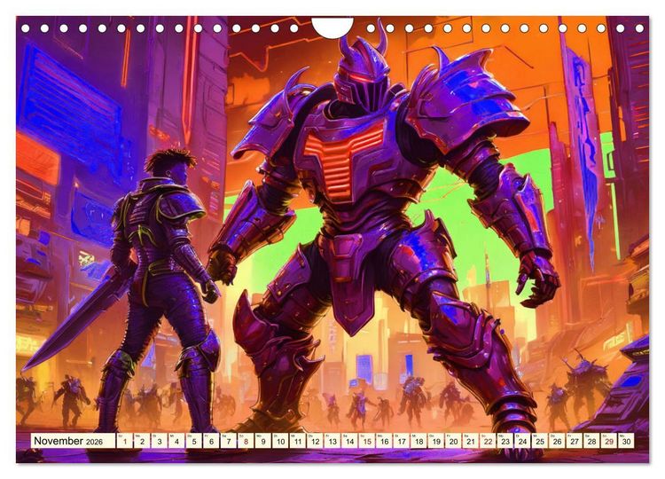 Produktbild: Fantasie - Futuristische Ritter (Wandkalender 2026 DIN A4 quer), CALVENDO Monatskalender