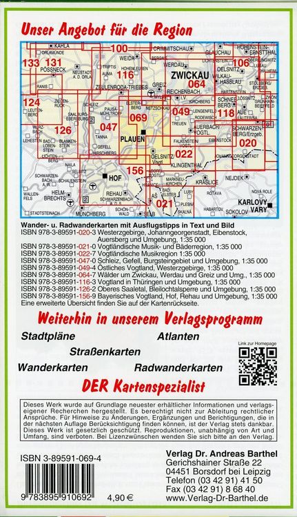 Produktbild: Radwander- und Wanderkarte Plauen, Vogtländische Schweiz und Umgebung 1 : 35 000