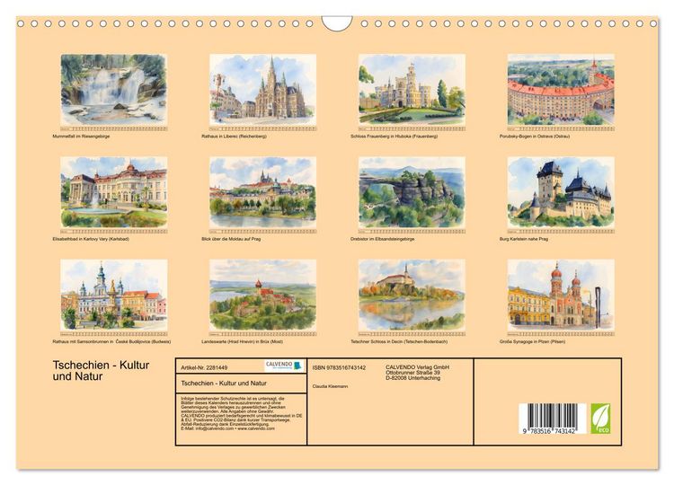 Produktbild: Tschechien - Kultur und Natur (Wandkalender 2026 DIN A3 quer), CALVENDO Monatskalender