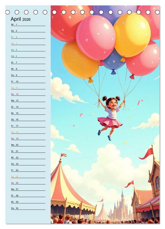 Produktbild: Traumreise ins Abenteuerland - Planer f&uuml;r Kinder (Tischkalender 2026 DIN A5 hoch), CALVENDO Monatskalender