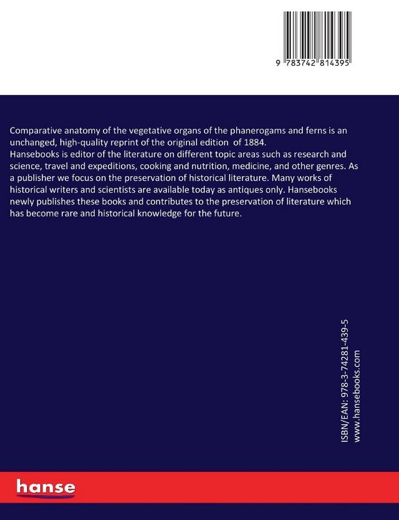 Produktbild: Comparative anatomy of the vegetative organs of the phanerogams and ferns