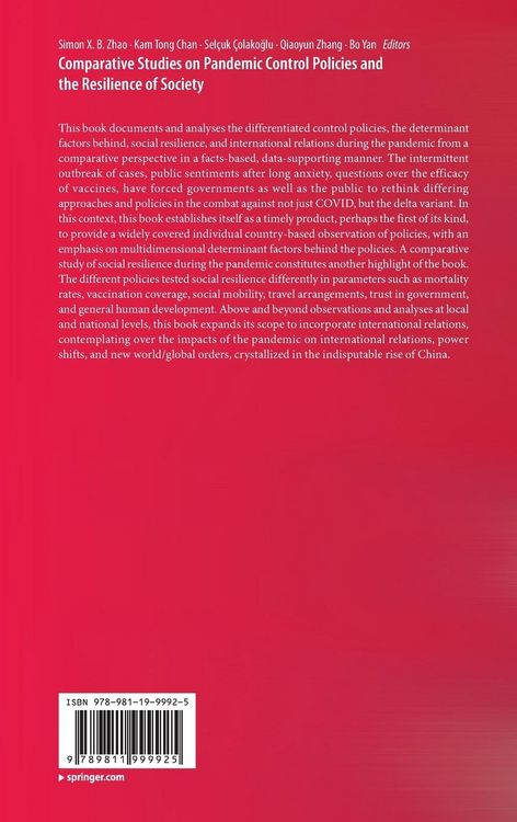 Produktbild: Comparative Studies on Pandemic Control Policies and the Resilience of Society