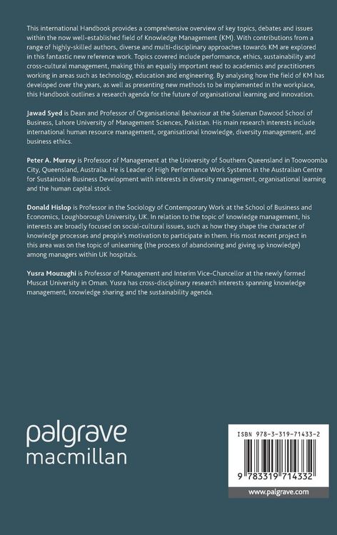 Produktbild: The Palgrave Handbook of Knowledge Management