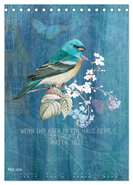Produktbild: Bibelworte f&uuml;r Vogelfreunde (Tischkalender 2026 DIN A5 hoch), CALVENDO Monatskalender