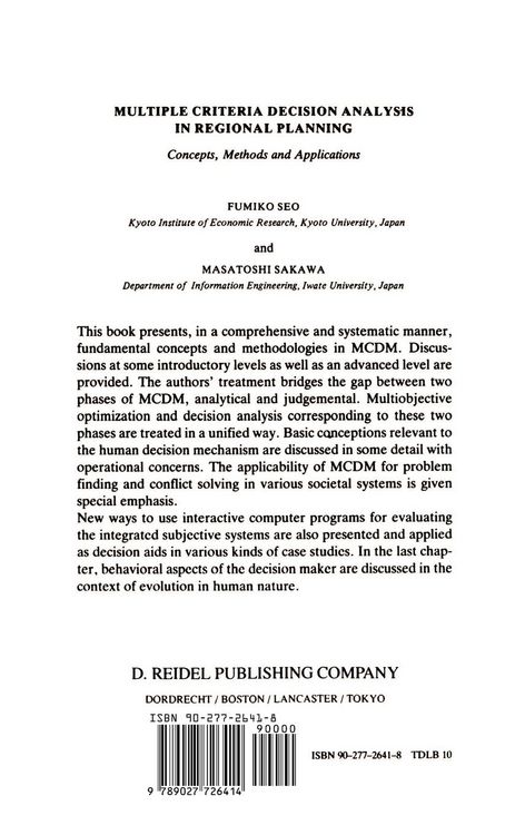 Produktbild: Multiple Criteria Decision Analysis in Regional Planning