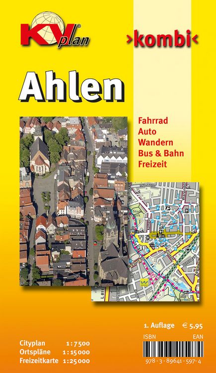Produktbild: Ahlen, KVplan, Radkarte/Wanderkarte/Stadtplan, 1:25.000 / 1:15.000 / 1:7.500