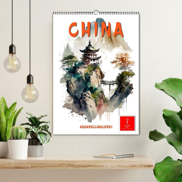 Produktbild: China - Aquarellmalerei (Wandkalender 2026 DIN A2 hoch), CALVENDO Monatskalender