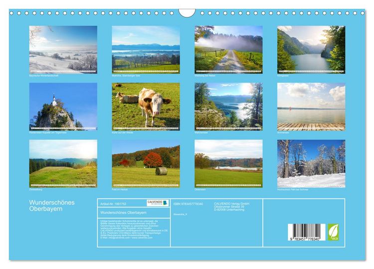 Produktbild: Wundersch&ouml;nes Oberbayern (Wandkalender 2026 DIN A3 quer), CALVENDO Monatskalender