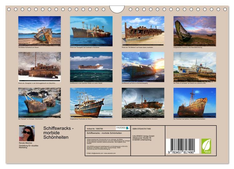 Produktbild: Schiffswracks - morbide Sch&ouml;nheiten (Wandkalender 2026 DIN A4 quer), CALVENDO Monatskalender