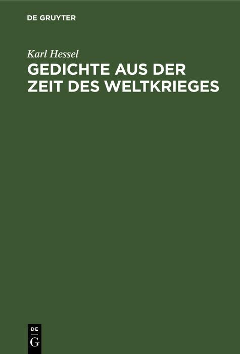 Produktbild: Gedichte aus der Zeit des Weltkrieges