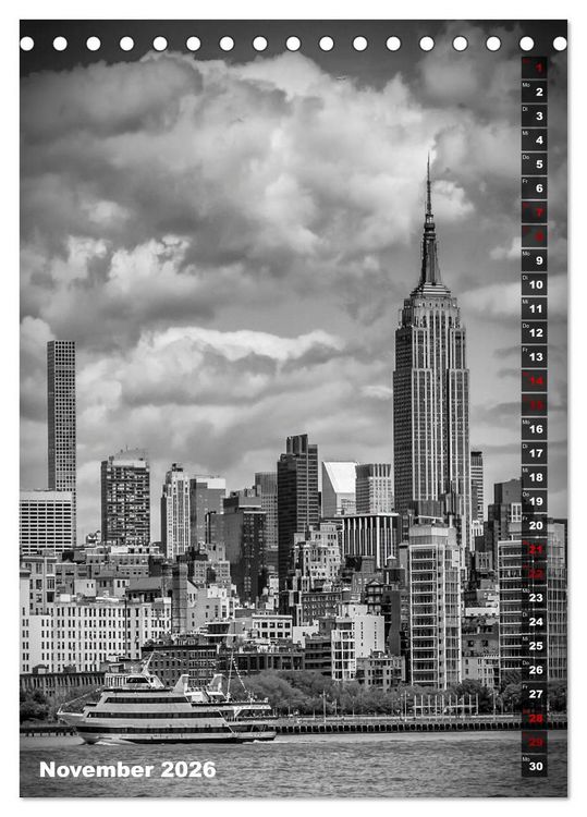 Produktbild: NEW YORK CITY Monochrome Stadtansichten (Tischkalender 2026 DIN A5 hoch), CALVENDO Monatskalender