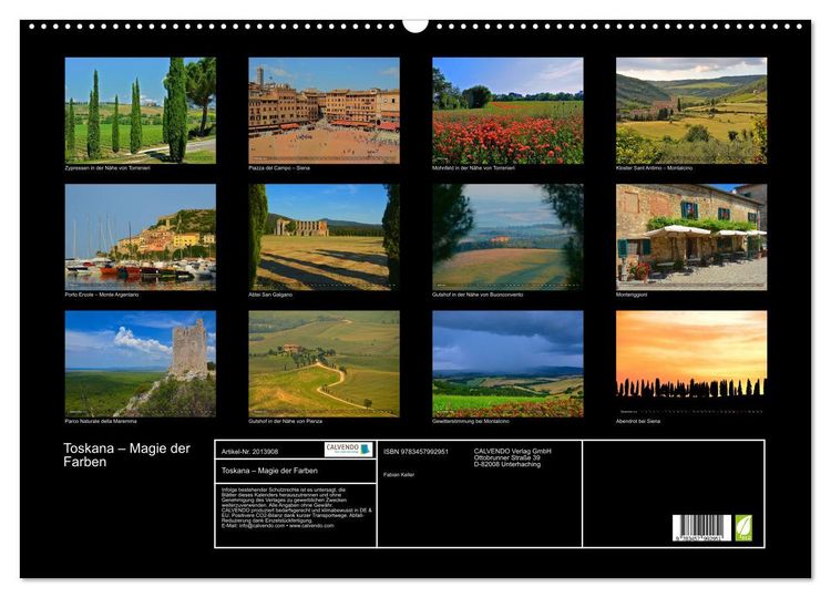 Produktbild: Toskana &ndash; Magie der Farben (Wandkalender 2026 DIN A2 quer), CALVENDO Monatskalender