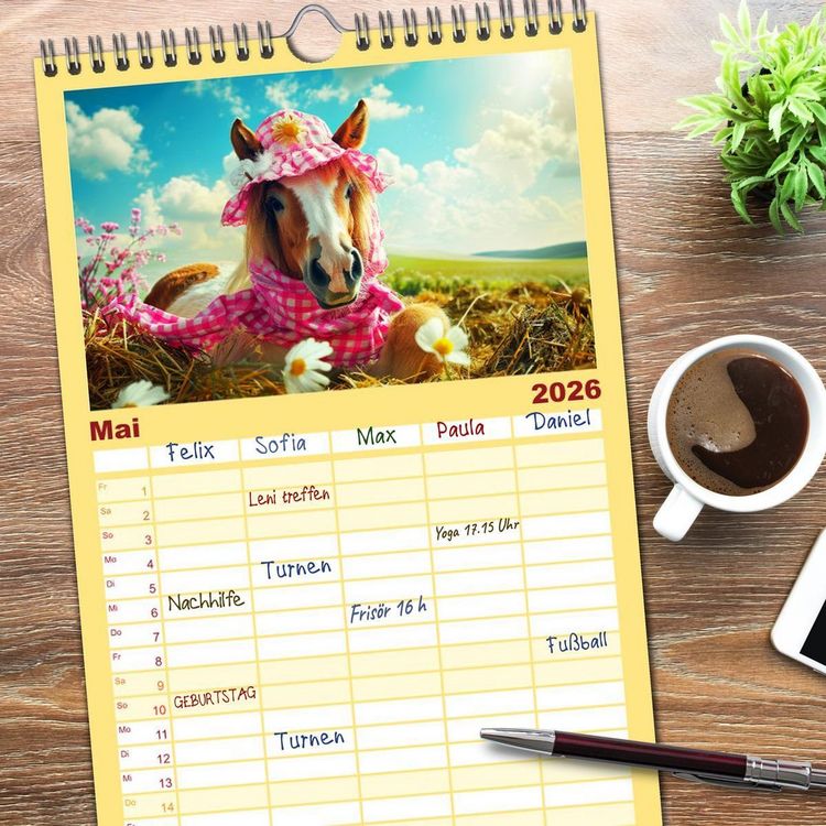 Produktbild: Familienplaner 2026 - Pferde-Fashion. Modische Highlights auf Hufen mit 5 Spalten (Wandkalender, 21 x 45 cm) CALVENDO