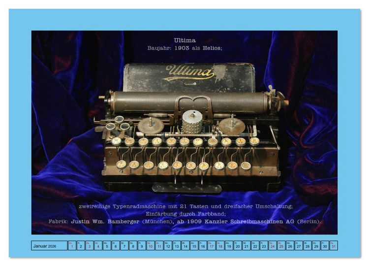 Produktbild: Schreibmaschinen um 1900 (Wandkalender 2026 DIN A4 quer), CALVENDO Monatskalender