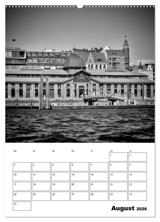 Produktbild: HAMBURG Monochrome Ansichten (Wandkalender 2026 DIN A2 hoch), CALVENDO Monatskalender