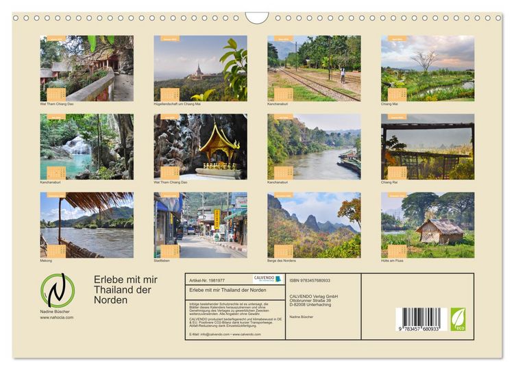 Produktbild: Erlebe mit mir Thailand der Norden (Wandkalender 2026 DIN A3 quer), CALVENDO Monatskalender