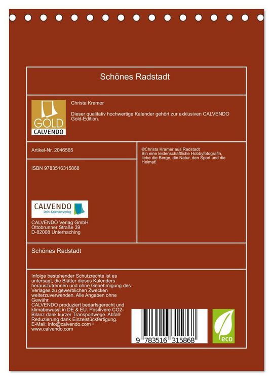 Produktbild: Sch&ouml;nes Radstadt (Tischkalender 2026 DIN A5 hoch), CALVENDO Monatskalender