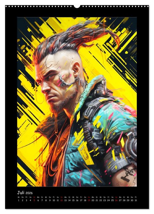 Produktbild: Cyberpunk Heroes. Futuristische Fusion von Technik und Kunst (hochwertiger Premium Wandkalender 2026 DIN A2 hoch), Kunstdruck in Hochglanz