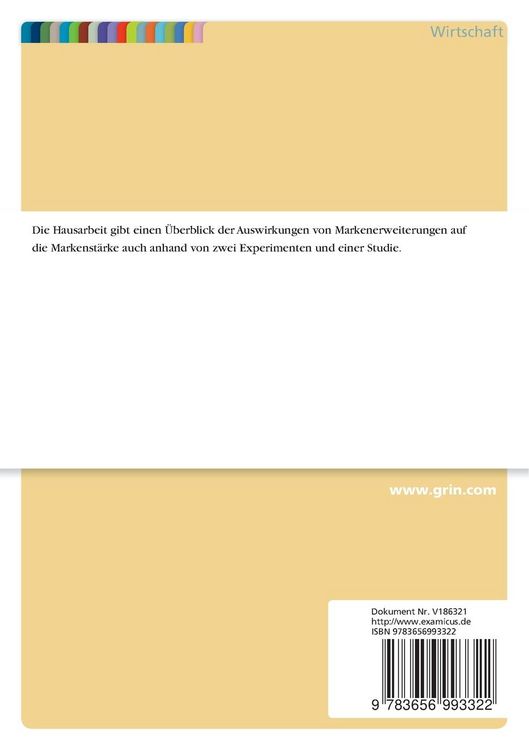 Produktbild: Auswirkungen von Markenerweiterungen auf die Markenst&auml;rke