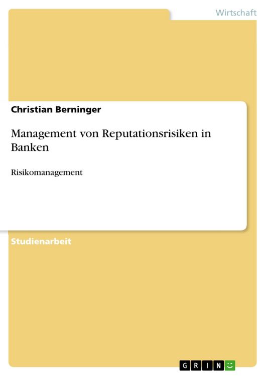 Produktbild: Management von Reputationsrisiken in Banken