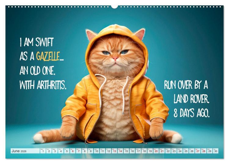 Produktbild: WITTY CATS Cool sayings (Wall Calendar 2026 DIN A2 landscape), CALVENDO 12 Month Wall Calendar